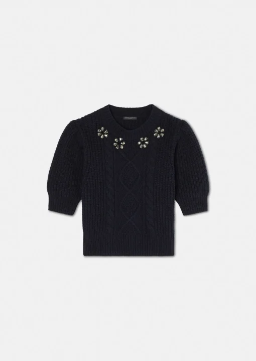 Pull Psyche bleu nuit en laine merinos