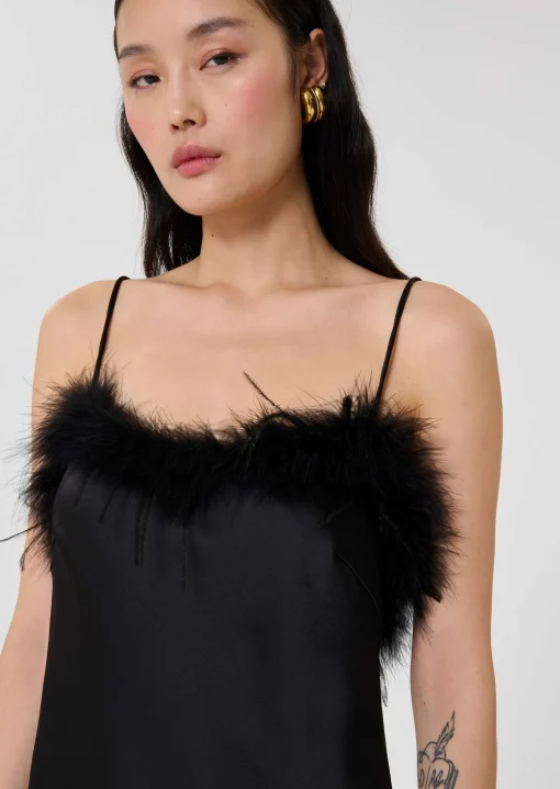 Robe Reaney noire en satin fluide