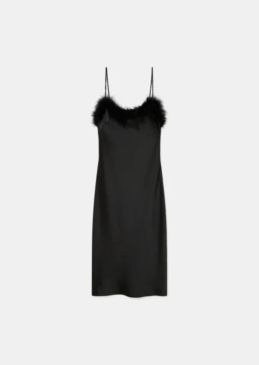 Robe Reaney noire en satin fluide