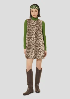 Robe Remma marron imprimée léopard
