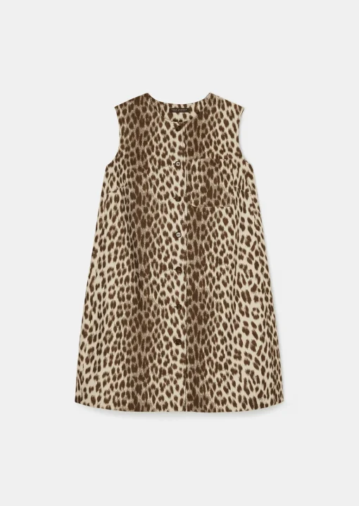 Robe Remma marron imprimée léopard