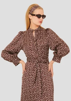 Robe Rivoltina marron à pois