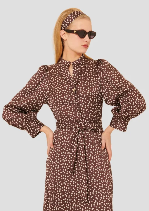 Robe Rivoltina marron à pois