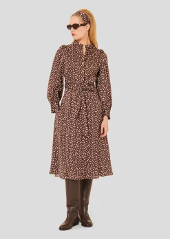 Robe Rivoltina marron à pois