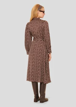 Robe Rivoltina marron à pois