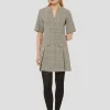 Robe Riyu grise au motif prince de galles