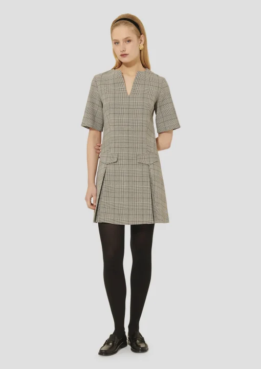 Robe Riyu grise au motif prince de galles