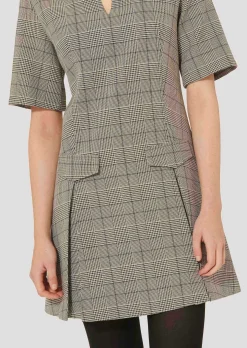 Robe Riyu grise au motif prince de galles