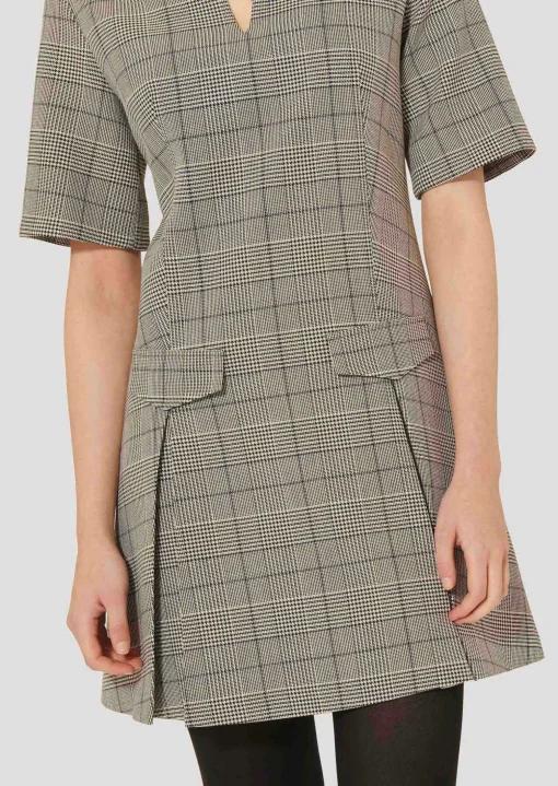 Robe Riyu grise au motif prince de galles