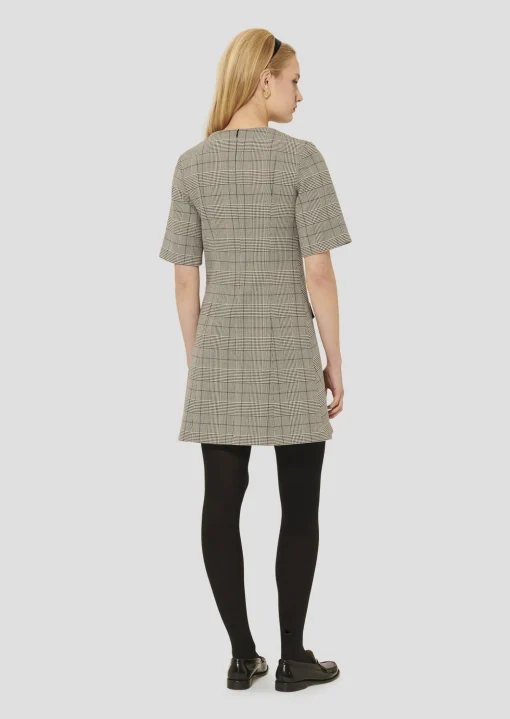 Robe Riyu grise au motif prince de galles