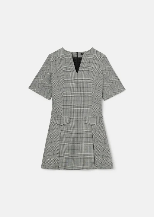 Robe Riyu grise au motif prince de galles