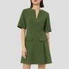 Robe Riyu verte en crêpe