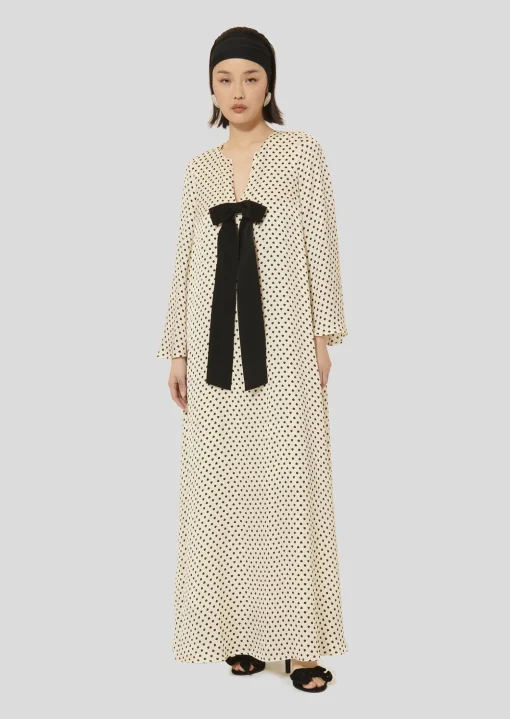 Robe Roann écrue imprimé petits coeurs