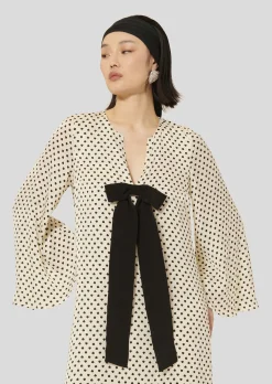 Robe Roann écrue imprimé petits coeurs