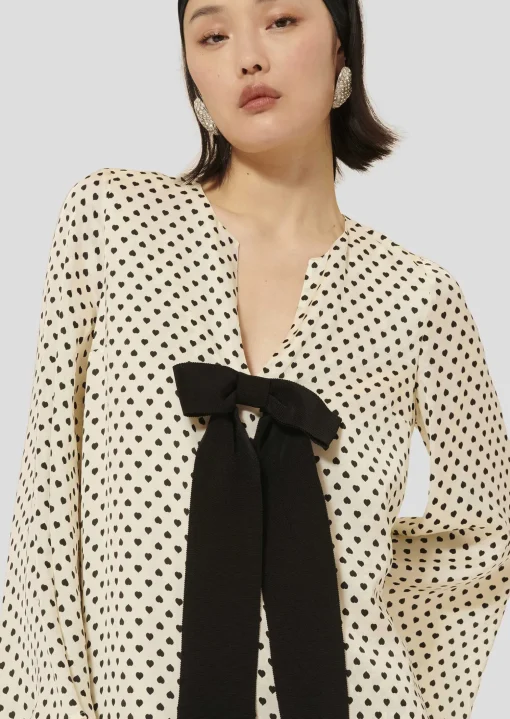 Robe Roann écrue imprimé petits coeurs