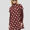 Robe Rory bordeaux imprimé coeurs blancs