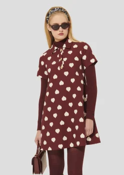 Robe Rory bordeaux imprimé coeurs blancs