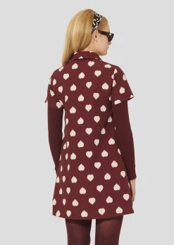 Robe Rory bordeaux imprimé coeurs blancs