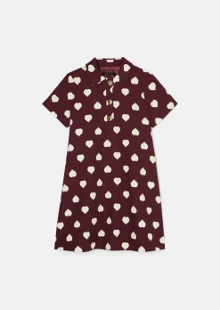 Robe Rory bordeaux imprimé coeurs blancs