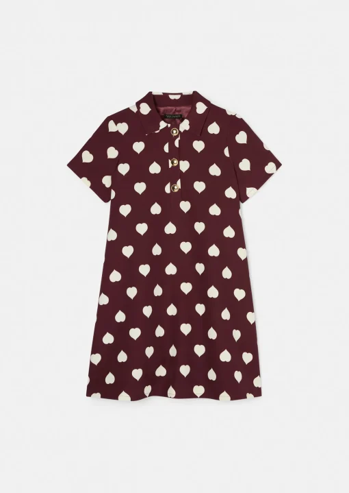 Robe Rory bordeaux imprimé coeurs blancs