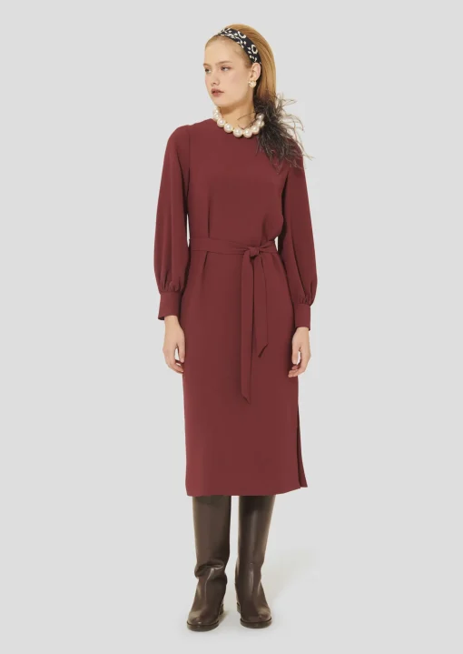 Robe Rossini bordeaux en crêpe