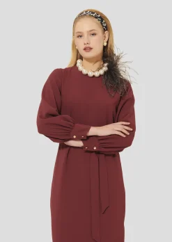 Robe Rossini bordeaux en crêpe