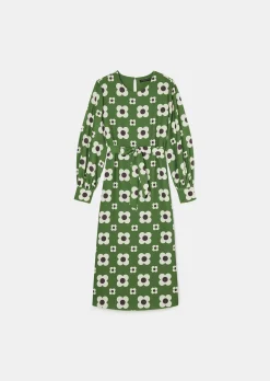 Robe Rossini verte imprimée fleurs