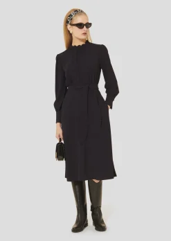 Robe Rowen bleu nuit en crêpe