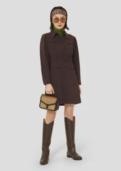 Robe Roya marron en crêpe