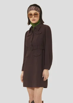 Robe Roya marron en crêpe