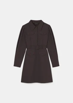 Robe Roya marron en crêpe