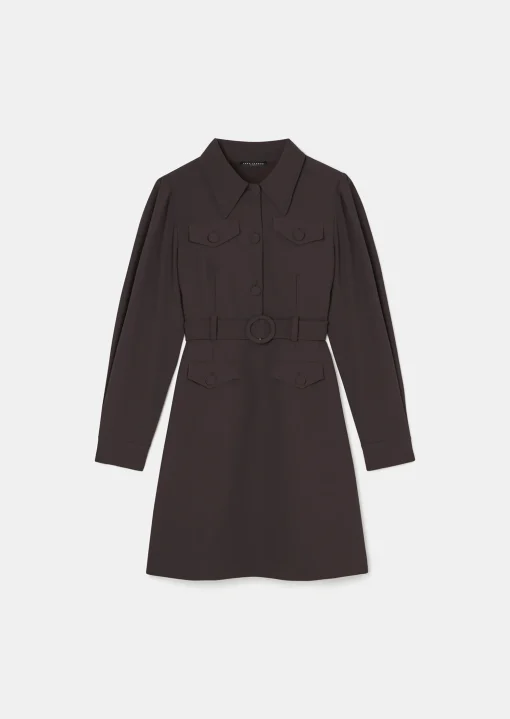 Robe Roya marron en crêpe