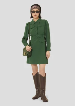 Robe Roya verte en crêpe