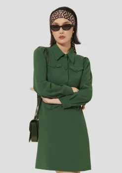 Robe Roya verte en crêpe
