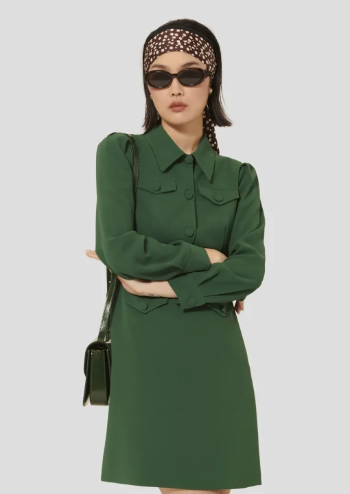Robe Roya verte en crêpe