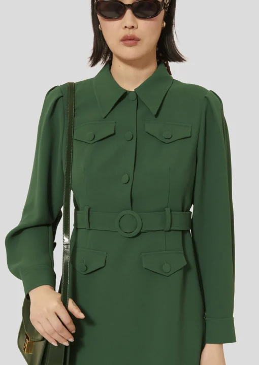 Robe Roya verte en crêpe