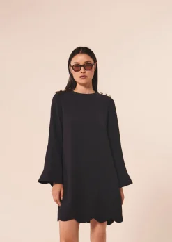 Robe Ruoda bleu nuit en crêpe