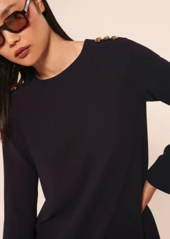 Robe Ruoda bleu nuit en crêpe