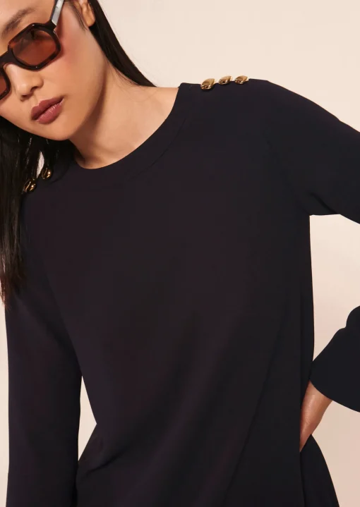 Robe Ruoda bleu nuit en crêpe