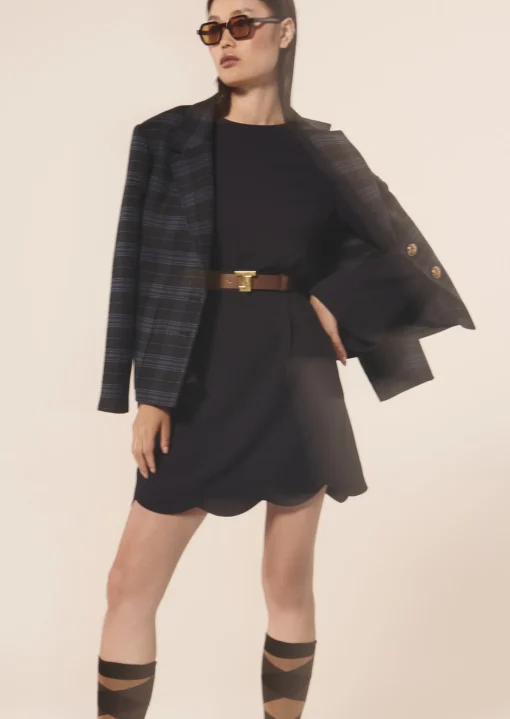 Robe Ruoda bleu nuit en crêpe