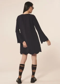 Robe Ruoda bleu nuit en crêpe