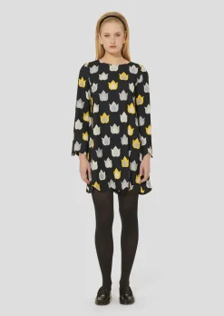 Robe Ruoda noire imprimée flammes