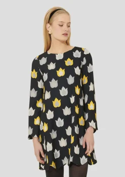 Robe Ruoda noire imprimée flammes