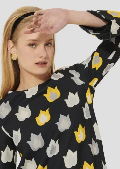 Robe Ruoda noire imprimée flammes