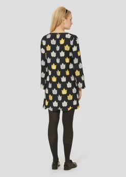 Robe Ruoda noire imprimée flammes