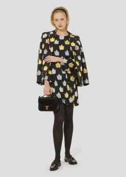 Robe Ruoda noire imprimée flammes