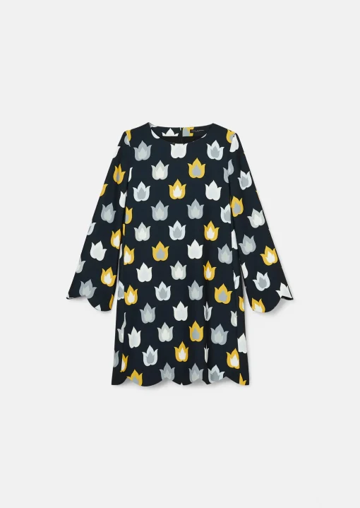 Robe Ruoda noire imprimée flammes