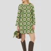 Robe Ruoda verte imprimée fleurs