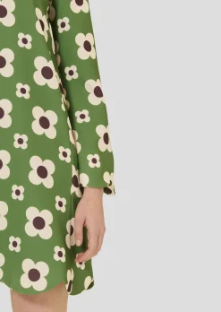 Robe Ruoda verte imprimée fleurs