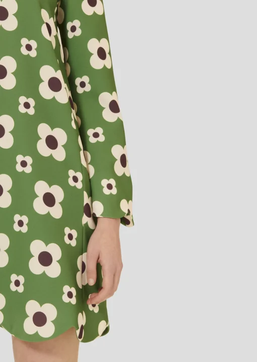 Robe Ruoda verte imprimée fleurs